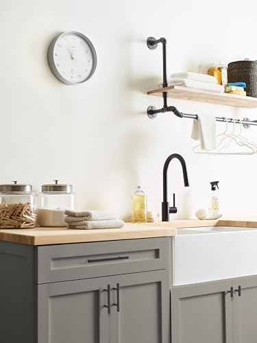 Image of Amerock 7-9 /16 inch Bar Pulls Matte Black Drawer Pull | 7-9 /16 inch (192mm) Center-to-Center Mounting Distance and 9-15 /16 inch Overall Length, Durable Carbon Steel Cabinet Hardware