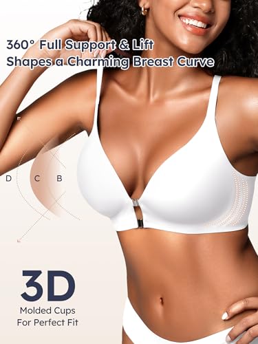 Image of Racerback Bras with Metal Magnetic Front Closure - S-XL Wireless for Women No Underwire Seamless Supportive Bralettes