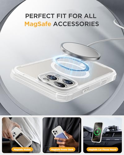 Image of Miracase Magnetic for iPhone 16 Pro Case Full-Body Phone with Built-in Glass Screen Protector, [Compatible with MagSafe] Military Drop Proof 16 Pro Cover Bumper 6.3 inch, Matte Clear