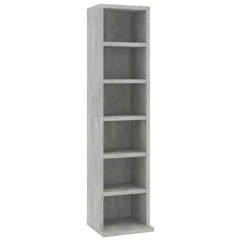 vidaXL CD Cabinet Living Room Records Media Storage Display Shelf Organiser Unit Case Cupboard Furniture Concrete Grey 21x20x88 cm Engineered Wood