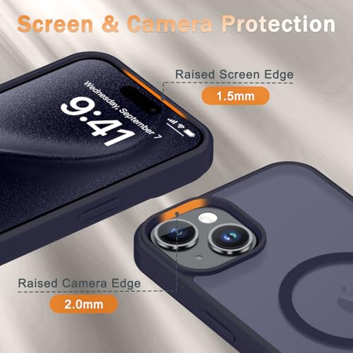Image of for iPhone 15 Plus Case, iPhone 14 Plus Case, Matte Magnetic Phone Cover with 1 Screen Protector [Support for MagSafe] [Shockproof Military Grade Protection] Translucent Frosted Back, Deep Purple