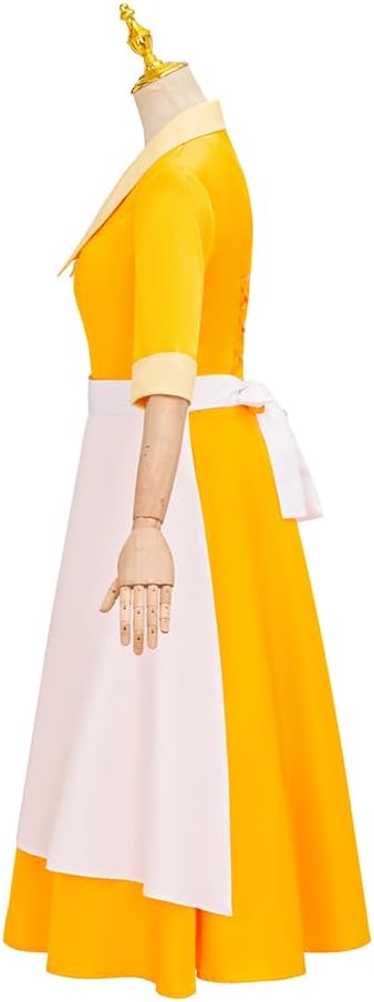 Saniplaycos Yellow Princess Costume Waitress Dress Housemaid Cosplay Costume for Women