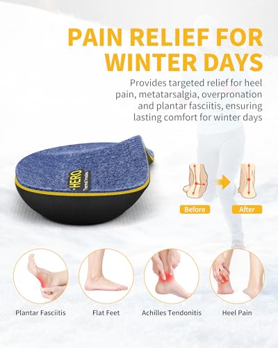 Image of WALKHERO Plantar Fasciitis Insoles - Arch Supports Wool Inserts, Lightweight Breathable Cushioning, Comfort Shock Absorption Inserts for Walking (Blue Mens 4)