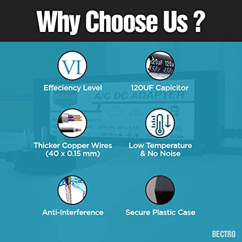 Bectro 12 Volt 5 Amps 60 Watt Switch Mode Power Supply/Adapter,Ac To Dc Converter Compatible For Battery Charger,Cctv Camera & Other Electronic... - Image 5