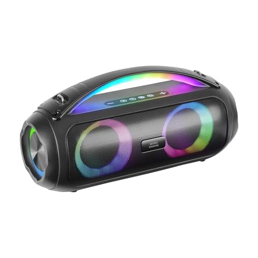 MARSGAMING MS-Pulse, Altavoz Bluetooth Portátil 50W RMS, Iluminación RGB, 2 Drivers Activos 93mm + 2 Drivers Pasivos Ultra-Bass, Función Manos Libres, USB/MicroSD/AUX/FM, Asa y Correa, Negro