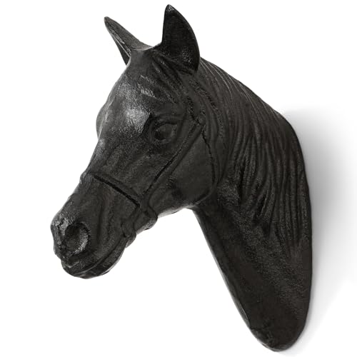 HYDERMUS Cast Iron Horse Head Wall Hook, Western Decorative Hook, Equestrian Tack Room Decor Bridle Hook for Barn Stable Stall Door, and Coats, Performs Good in Any Home or Office Space