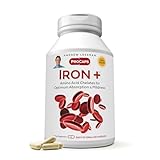ANDREW LESSMAN Iron Plus 90 Capsules - 18mg Iron, 100% Pure Amino Acid Chelated Iron (Glycinate, Aspartate), Plus Vitamin C for Increased Absorption, Small, Easy to Swallow Capsules, No Additives