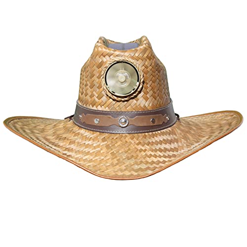 Kool Breeze Cowboy with Band Solar Fan Hat Straw Cowboy Hat for Men Large