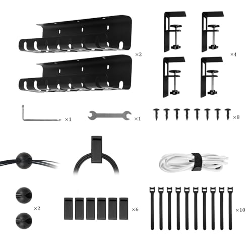 image for STYLIFING 2 Pack Under Desk Cable Management Tray Drill/No Drill, Unde