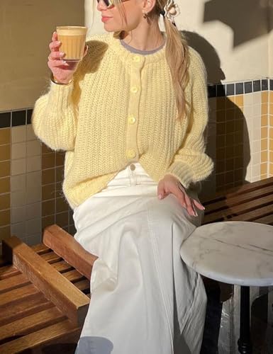 Wyeysyt Womens Cardigan Sweater Button Down Long Sleeve Chunky Soft Knit Sweater Fall Open Front Loose Casual Cardigan Coat2