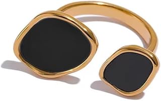 خاتم بتصميم فرنسي أنيق غير متماثل على شكل صدفة، خاتم للنساء عتيق بتصميم غير متساوي، مجوهرات من الفولاذ المقاوم للصدأ عالي الجودة، اكسسوار صيفي أساسي للنساء