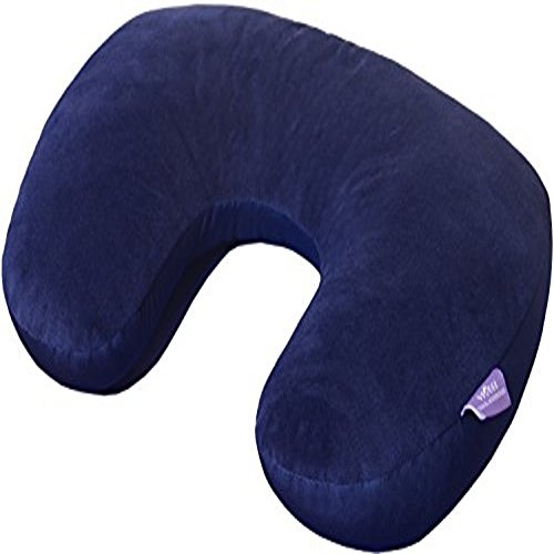Image of VIAGGI 2 in 1 Navy Blue Microbeads U Shape Neck Pillow for Travel and Relief Neck Pain Cervical Orthopedic Pillow