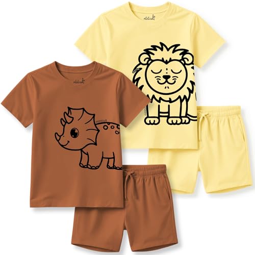 Image of minicult kids Kids Cotton Shorts and Matching Tshirt Coord clothing set with Cute Prints Clothing Set (200gsm Cotton Fabric)(pack of 2)