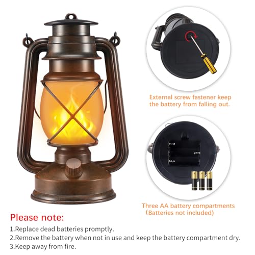 Image of 4 Pack Bronze Battery-Powered LED Lanterns with Dancing Flame and Remote