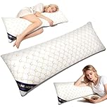 Chilling Home Pregnancy Pillows for Sleeping, Full Body Pillows for Adults Embroidered Quilted Bolster Pillow, Large Maternity Pillow with Silky Cover (White-golden)