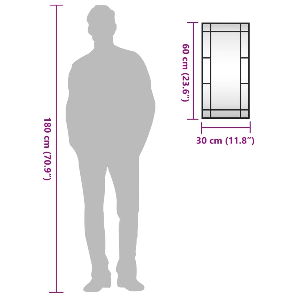 Wandspiegel Schwarz 30x60 cm Rechteckig mit Pulverbeschichtetem Eisenrahmen, Dekorationsspiegel für Flur Diele Schlafzimmer Badezimmer, vielseitiger Kosmetikspiegel für Styling und Rasur