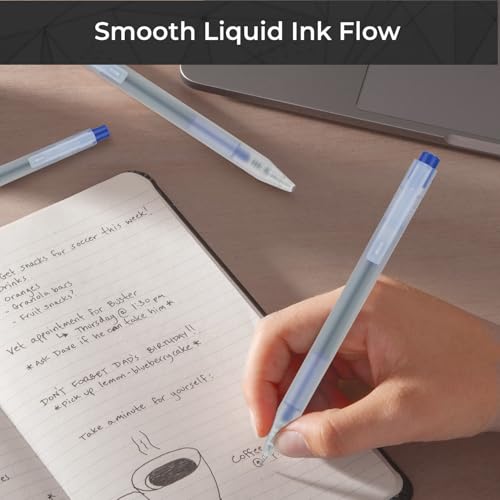Image of Insight Retractable Rollerball Pens | 0.5mm Micro Tip with Glass Body Design | Quick-Drying, Smudge-Free Ink for Smooth Ink flow | Ideal for Office, School & Journaling (Blue Ink, Pack of 6)