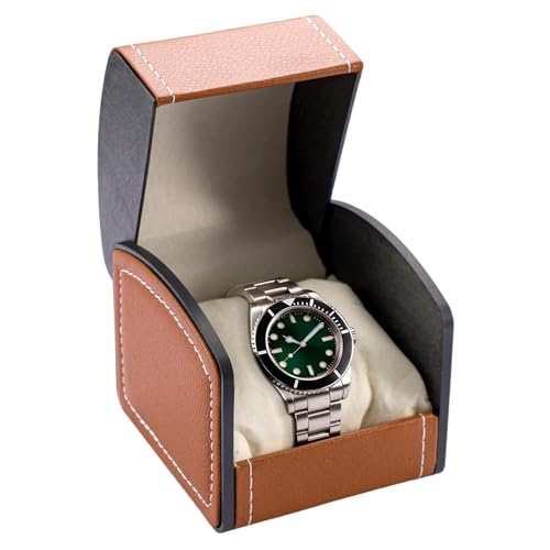 SUNNYNEST PU Leather Single Watch Box, Luxury Wristwatch & Smartwatch Display Case with Soft Pillow – Elegant Storage Holder & Gift Box for Men and Women