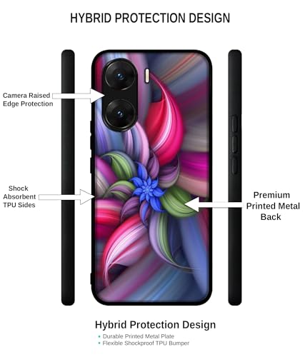 Image of Colorful Flower Design Premium 2D Printed Metal Back Case Cover for Vivo V29E 5G