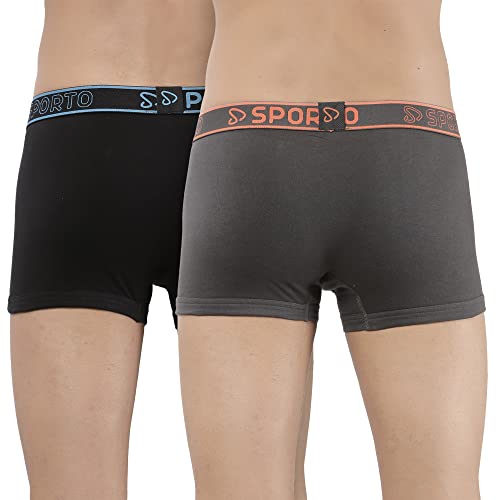 Image of sporto Men's Mid-Rise Super Soft & Comfortable Solid Cotton Square Trunks with No-Fold & No-Pinch Elastic Waistband (Combo Pack)