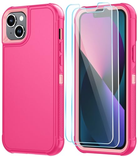 Image of SunStory Compatible with iPhone 12 Mini / 13 Mini Case with HD Screen Protector, 3-Layer Heavy Duty Full-Body Cover,3 in 1 Hybrid Protective Case for iPhone 12 Mini / 13 Mini 5.4 inch,PinkRed