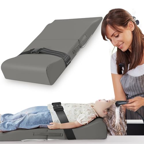 Hair Washing Station for Kids Sink Shampoo Foam Pad Anti-Tip Ergonomic Shampoo Neck Support for Kids Provides Comfortable Support for Sink-Mounted Shampoo Pad (Dark Gray)