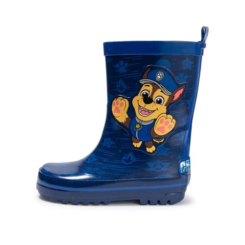 Paw Patrol Toddler Rain Boots for Boys & Girls Waterproof Rubber Puddle Boots with Easy Pull Handles Slip-On Rain Shoes for Outdoor Play Sizes 510