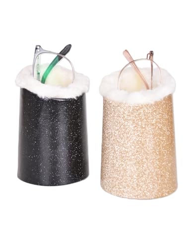 Image of Pack of 2 Plush Lined Eyeglasses Holder Stand Case Glasses Protective Holder for Desks or Nightstands