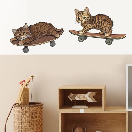 Vinilos decorativos mural con gatos en patines miniatura 3