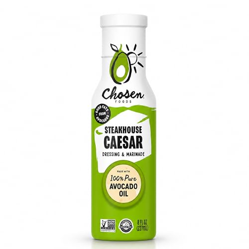 Chosen Foods Avocado Oil-Based Caesar Dressing and Marinade, Keto Diet Friendly, Gluten & Dairy Free, Low-Carb Sauce (8 oz)