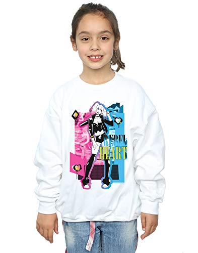 Absolute Cult DC Comics Girls Harley Quinn Rebel Heart Sweatshirt White 12-13 years