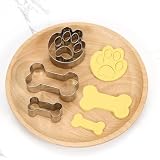 Ausstechformen Knochen, Pfote Plätzchen Ausstecher Set, 3 Stück Edelstahl Hundepfote Präge Plätzchenausstecher, Keksausstecher Cookie Cutter Geschenke für Hunde-Kekse oder Leckerlis Backen Basteln