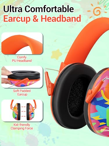 Image of Dr.meter Kids Ear Protection Ear Muffs for Noise Reduction, 27.4dB Noise Cancelling Headphones for Toddlers, Kids Autism, Sensory Earmuffs, Hearing Protection Monster Truck Jam