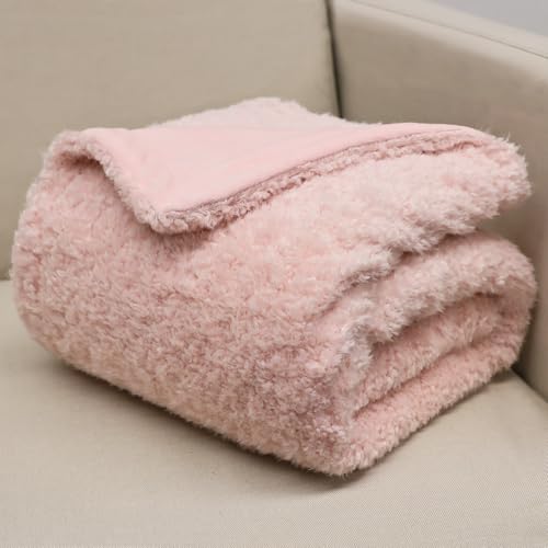 VigorSpring Pink Throw Blanket, Reversible Ultra Soft Microfiber Warm Plush