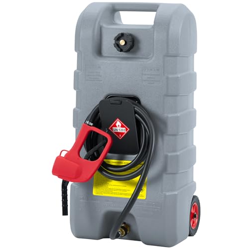 TricaLktdp 15 Gallon Portable Gas Tank with Caster,LE Fluid Transfer Siphon Pump,Fuel Caddy With...