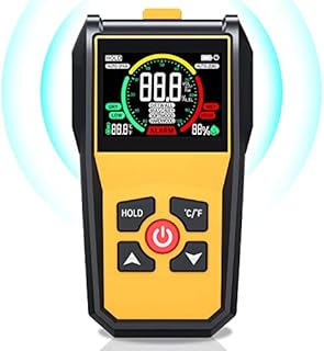 Pinless Wood Moisture Meter - 4 IN 1 Upgraded Inductive Pinless Moisture Meter for Wood, Pinless-Type Digital Moisture Detector Non-Destructive Moisture Detection in Drywall, Firewood, and Masonry