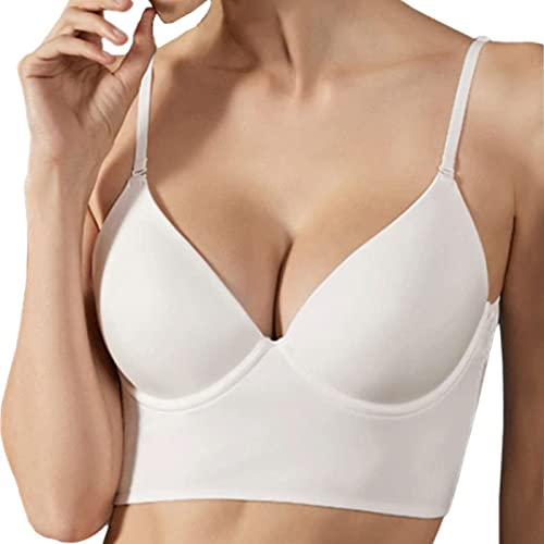 Tabla de tallas con correas, sujetador acolchado medio, sujetador de yoga, sujetador de entrenamiento, camisetas de entrenamiento para mujer, Blanco, XL