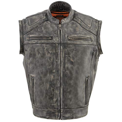 Image of Milwaukee Leather Men's Black Cowhide Quilted Pattern Scooter Style Racing Jacket MLM1545