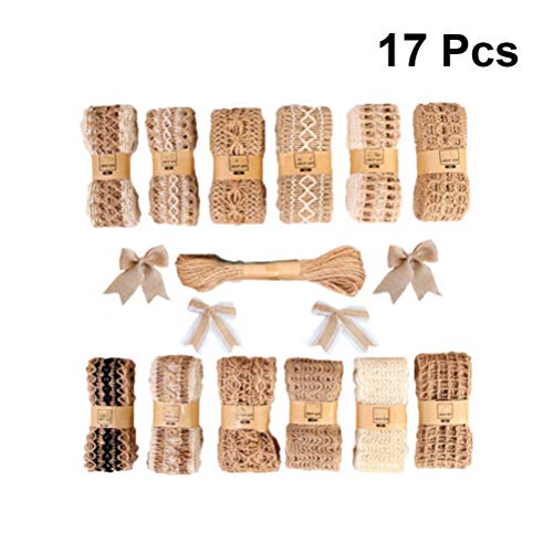 EXCEART 17 Pcs Rolos de Serapilheira Fita Curva- Nó Definir Rústico Tecido de Juta Guita Hemp Corda