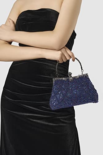 Image of BABEYOND 1920s Flapper Clutch Gatsby Pearl Handbag Roaring 20s Evening Clutch Beaded Bag 1920s Gatsby Costume Accessories