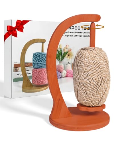 Image of SPEENSUN Yarn Holder for Crocheting, Crochet Yarn Holder, Upgrade Larger Size & Magnetic Yarn Ball Holder for Most Yarns, Rotating Yarn Holder Hold Yarn Up to 1.1 lbs with Packaging Box