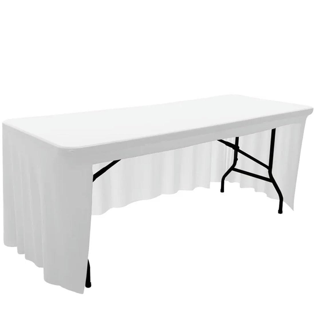 Mantel elástico de licra – Mantel elástico blanco para bodas, banquetes, eventos y fiestas – Falda de mesa perfecta para hoteles y celebraciones