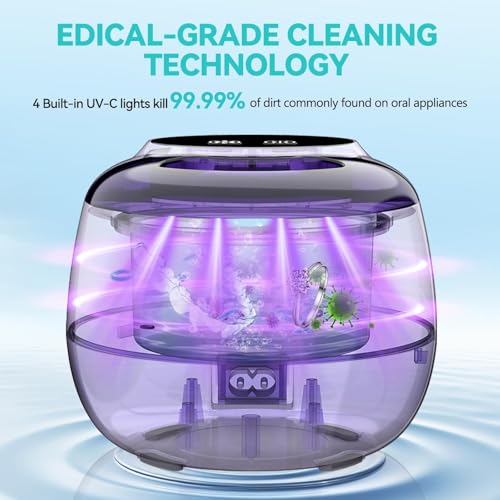Image of Ultrasonic Retainer Cleaner, 45kHz Denture Cleaner with UV Light, 200ML