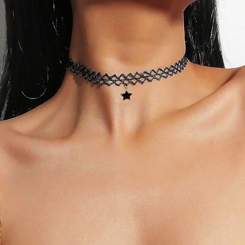Olbye Elastic Choker Star Necklace Black Tattoo Choker Necklaces for Women Plastic Minimal Necklace Jewelry2