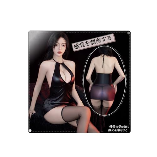 [RPFLQ] セクシー ランジェリー 秘書服 ol 女教師 Vネック エッチ エロ 過激 胸空き 透け透け ベビードール ワンピース タイト ミニスカ シースルー レディース 光沢 衣装 かわいい 萌え 撮影 演出 PUレザーのサムネイル