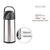 [page_title]-Rosenstein & Söhne Kaffeespender: Doppelwandige Vakuum-Isolierkanne mit Pumpsystem, Edelstahl, 3 Liter (Pump-Isolierkanne)