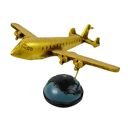 Estatua avión escritorio decorativo dorado 7x5x8 in