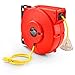 REELWORKS Extension Cord Reel Retractable Longest Industrial 12AWG x 80' Feet Commercial Premium Grade Ultra Flexible 3C/SJTOW Glow Strip Cable & LED Light Up Triple Tap Connector Use Indoor & Outdoor