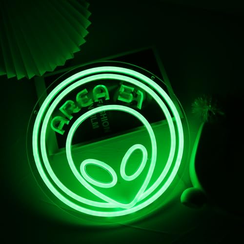 Image of AREA Fifty-One Neon Sign Alien Neon Light USB Powered 3D Art Carving Design NeonLED Desktop Wall Decoration Various Parties Decoration Of Business Premises