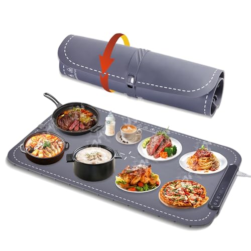 Image of Warming Mat for Food,10s Rapid Warm Food Warming Mat,3-Temp Food Warmer,Fast Heating BPA-Free Auto Shut Off Chafing Dishes For Buffet,Roll Up Food Warmers For Parties Buffet Valentine Gifts